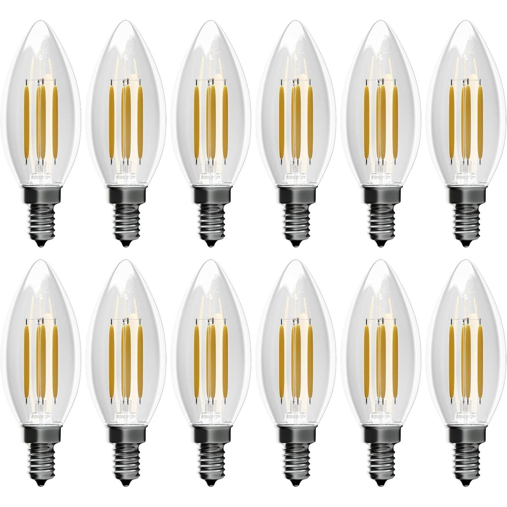 Dimable 4W B10 E12 LED Bulbs - 12 Pack