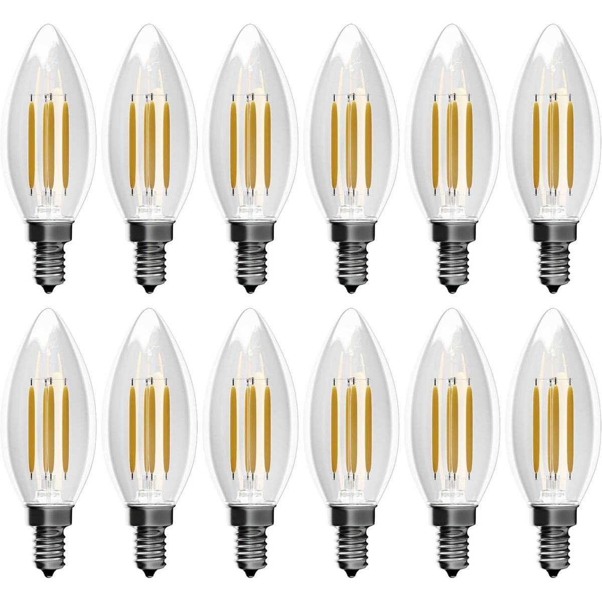Dimable 4W B10 E12 LED Bulbs - 12 Pack
