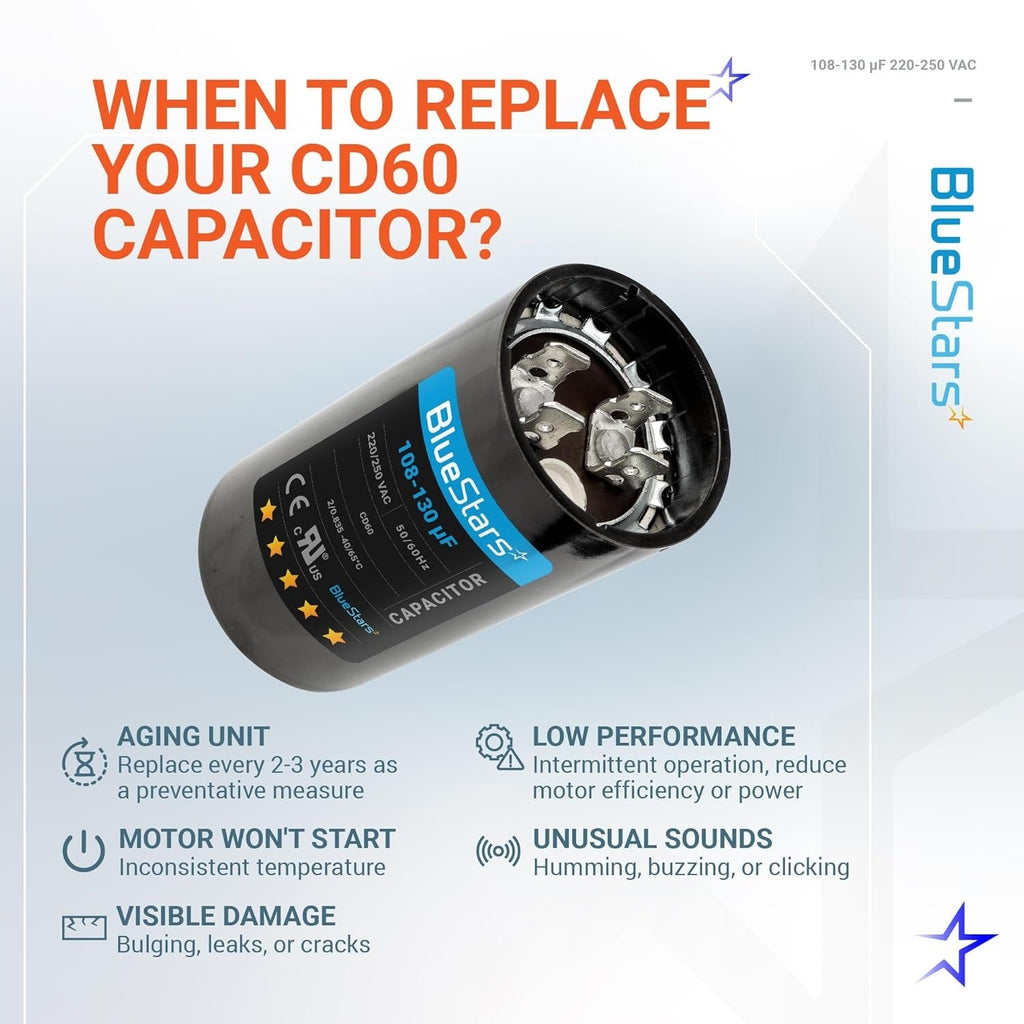 108-130 uF 220-250VAC ±20% CD60 Round Start Capacitor for Single-Phase Motors