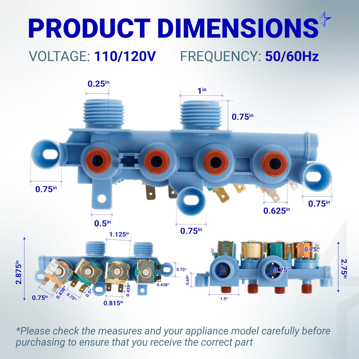 WH13X26637 Water Inlet Valve - For GE Washer - Replaces WH13X24058 4546358