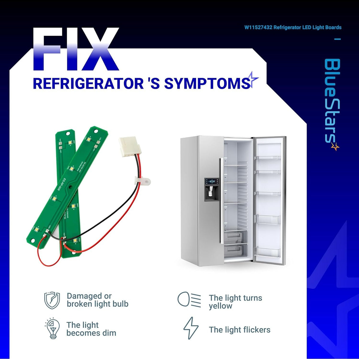 W11527432 Refrigerator LED Light Assy - For Whirlpool Maytag