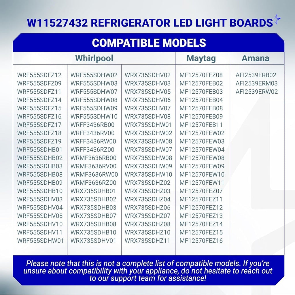 W11527432 Refrigerator LED Light Assy - For Whirlpool Maytag