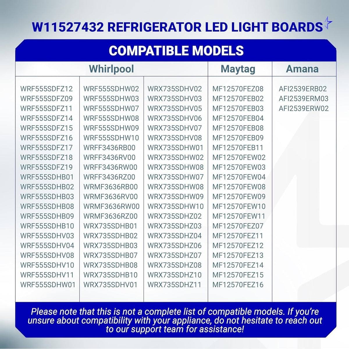 W11527432 Refrigerator LED Light Assy - For Whirlpool Maytag
