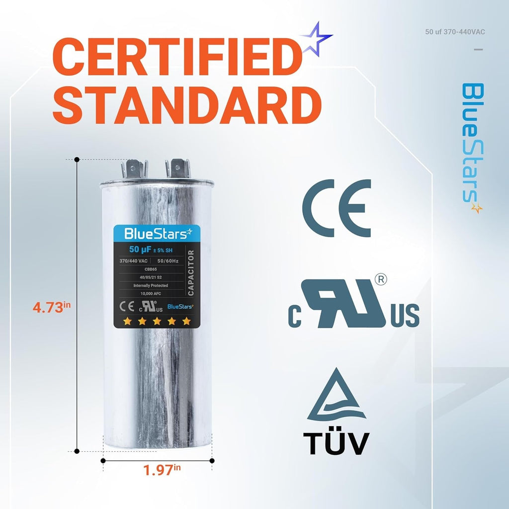 50 uF MFD ±5% 370/440 VAC CBB65 Motor Run Round Capacitor