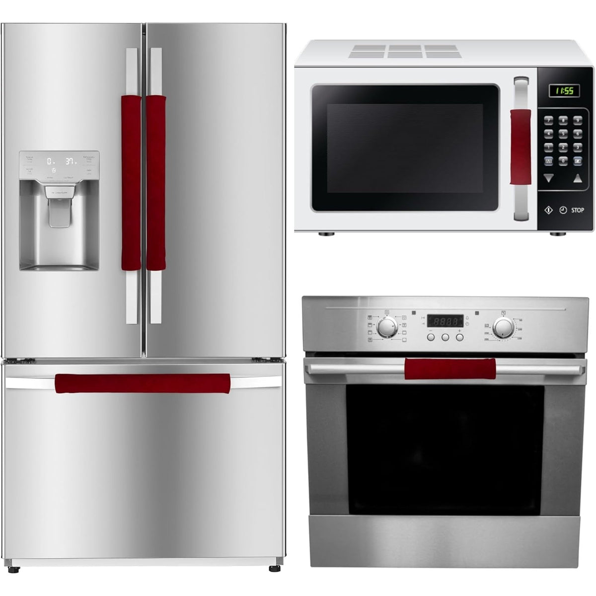 6 PCS Refrigerator Door Handle Covers for Fridge, Ovens, Dishwashers, Microwaves (Red)