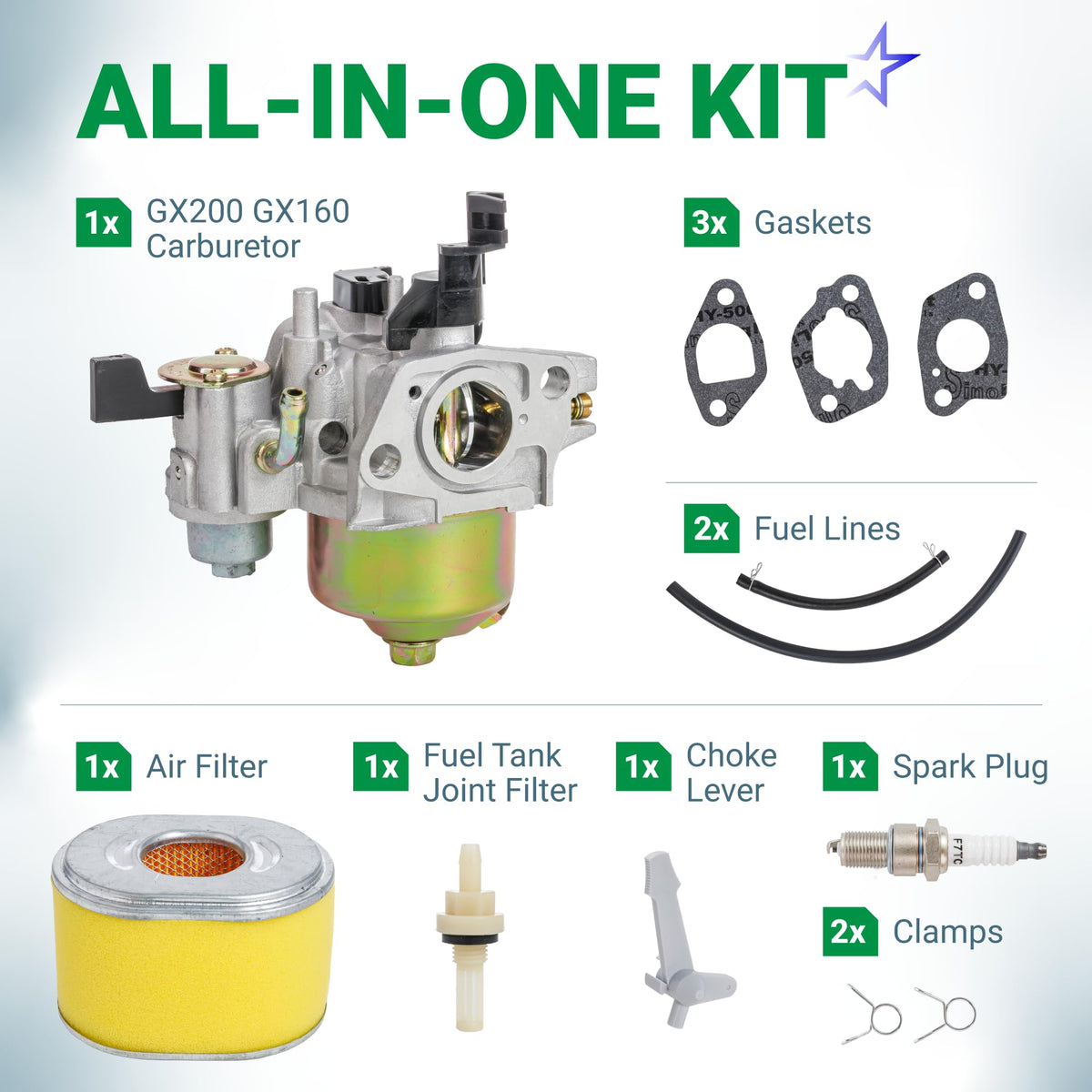 GX200 GX160 Carburetor - Fits Honda GX 160 GX 200 5.5HP 6.5HP OHV Engine Predator