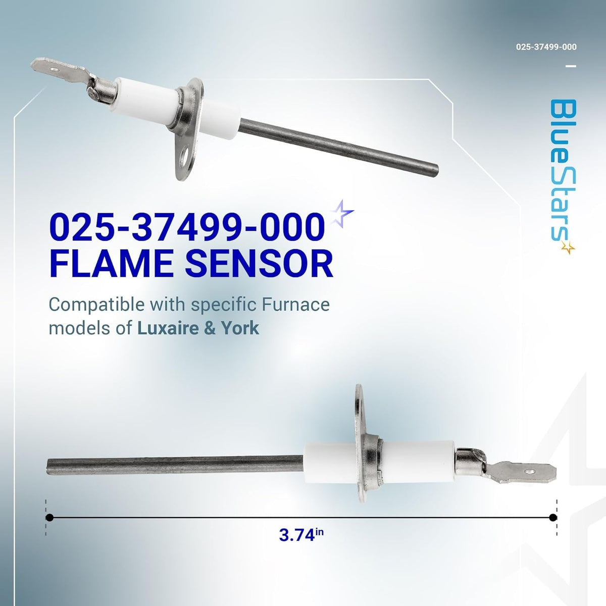 025-37499-000 Gas Furnace Flame Sensor - For York Luxaire Coleman Gas Furnace - 2 Pack