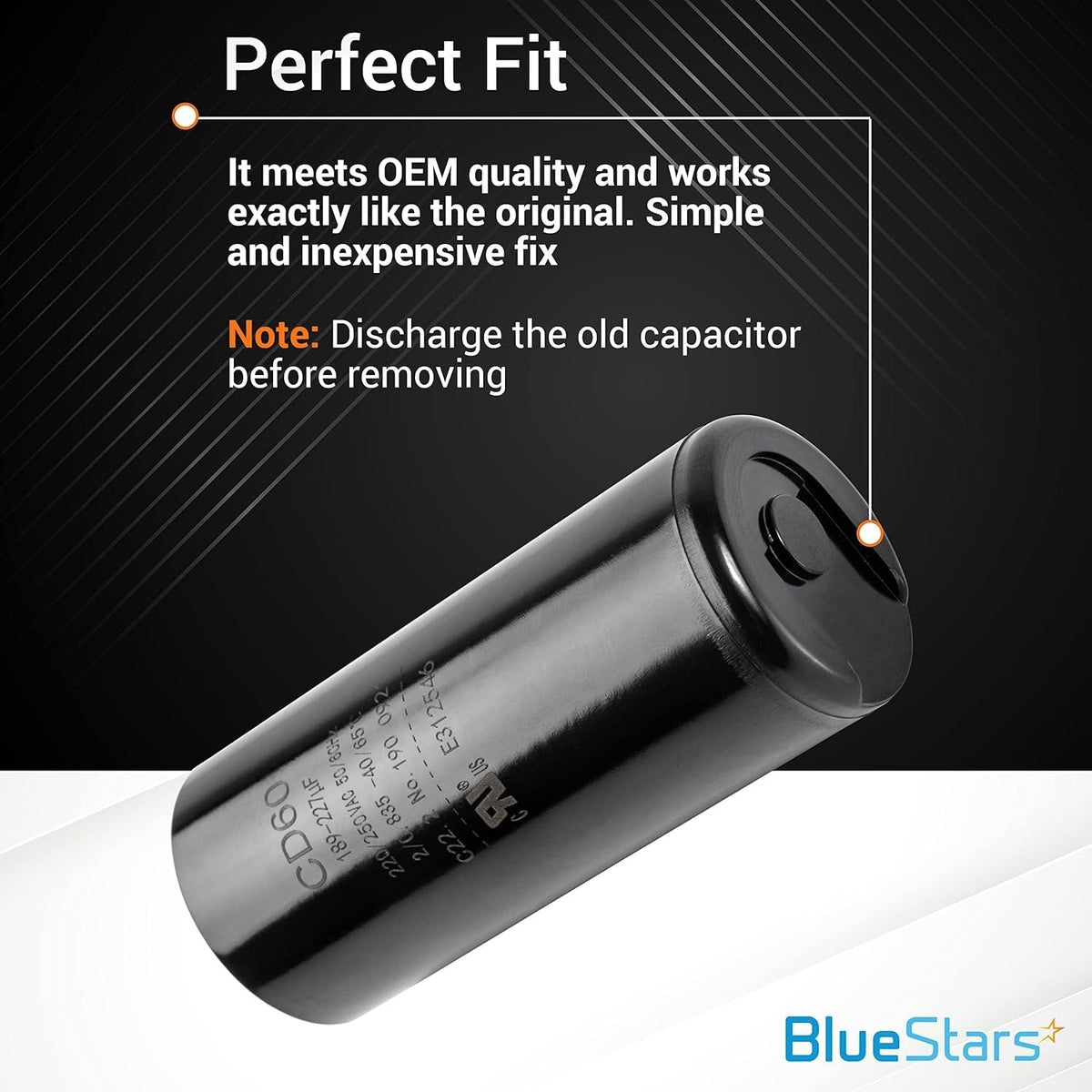 189-227 uF 220-250V Round Start Capacitor for Electric Motor, Single Phase