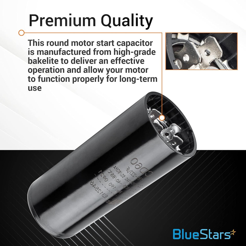 189-227 uF 220-250V Round Start Capacitor for Electric Motor, Single Phase