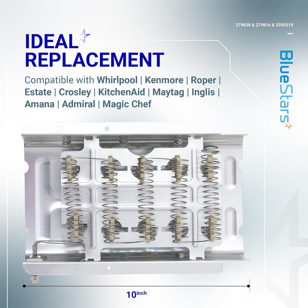 279838 W10724237 Dryer Heating Element Kit - For Whirlpool Kenmore Roper Maytag Amana