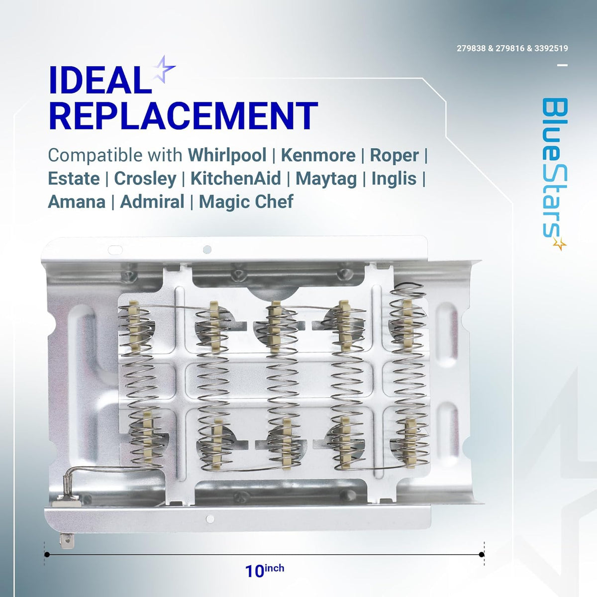 279838 W10724237 Dryer Heating Element Kit - For Whirlpool Kenmore Roper Maytag Amana