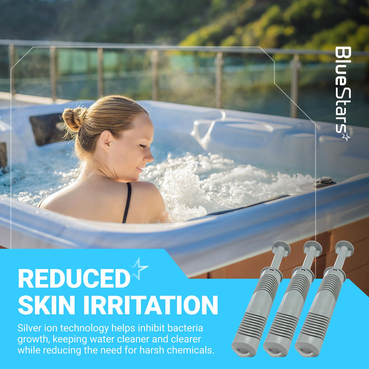 Silver Ion Hot Tub Cartridge - Hot Springs Spa Mineral Sticks, 4-Month Water Care - 3 Pack
