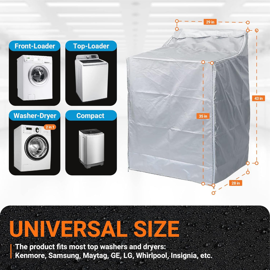 W29"xD28"xH43" Top/Front-Load Washer/Dryer Cover - Silver