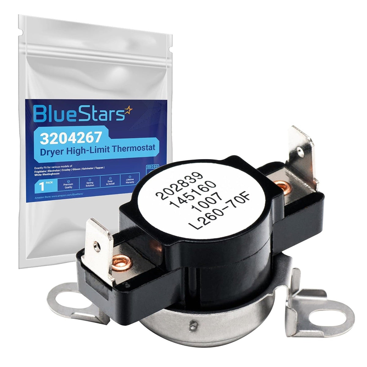 3204267 Dryer Safety Thermostat Replacement - For Frigidaire Kenmore Electrolux Dryers