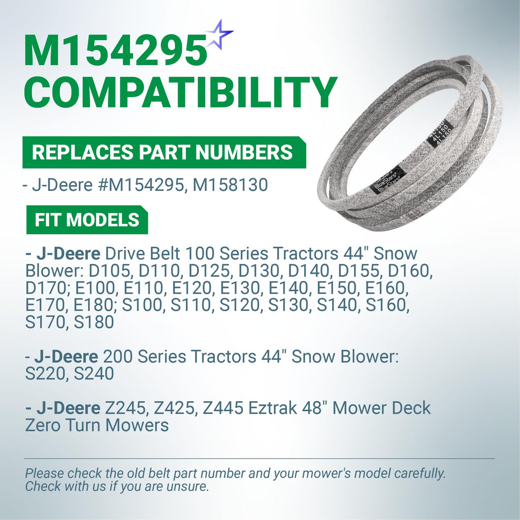 M154295 M158130 Deck Belt - 48" John Deere Z245/Z425/Z445 EzTrak - 150"