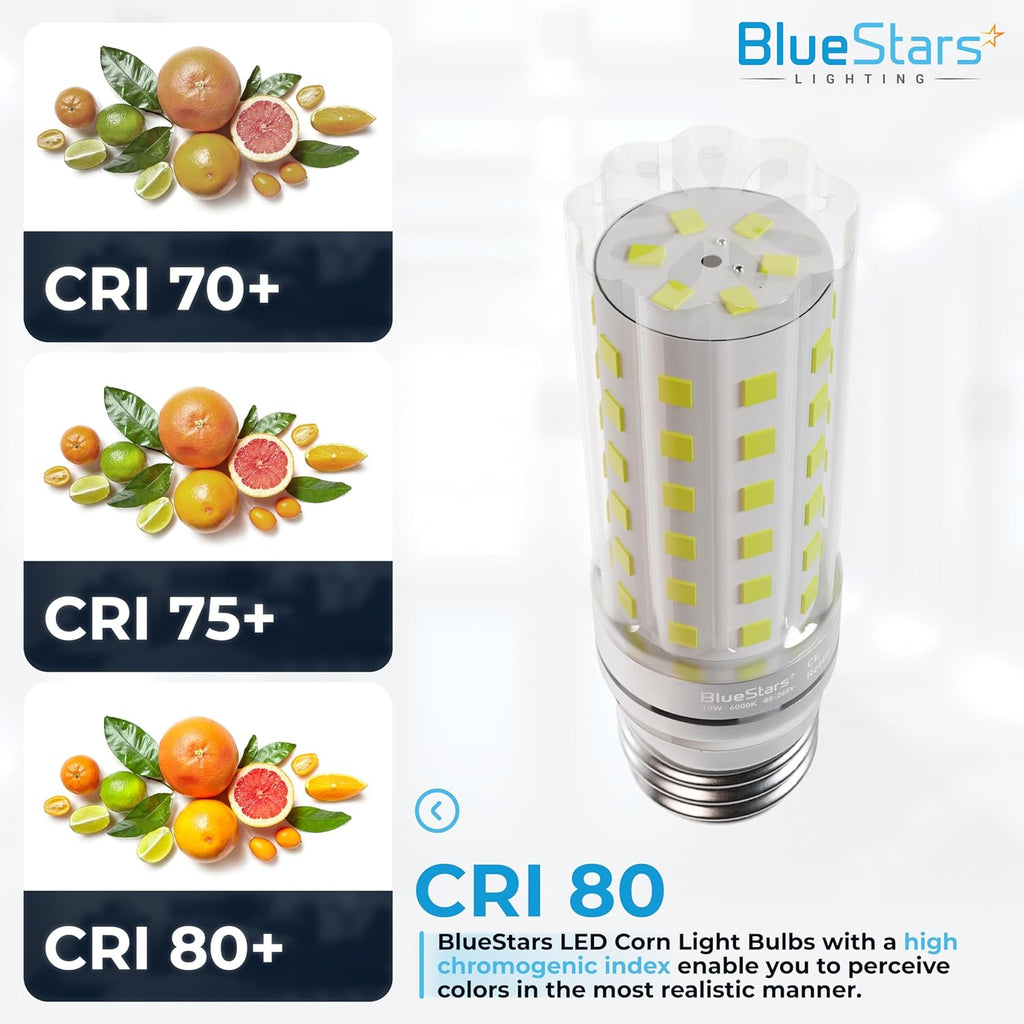 10W E26/E27 Tubular LED Corn Bulbs 1100LM 6000K Cool White Non-Dimmable - 4 Pack