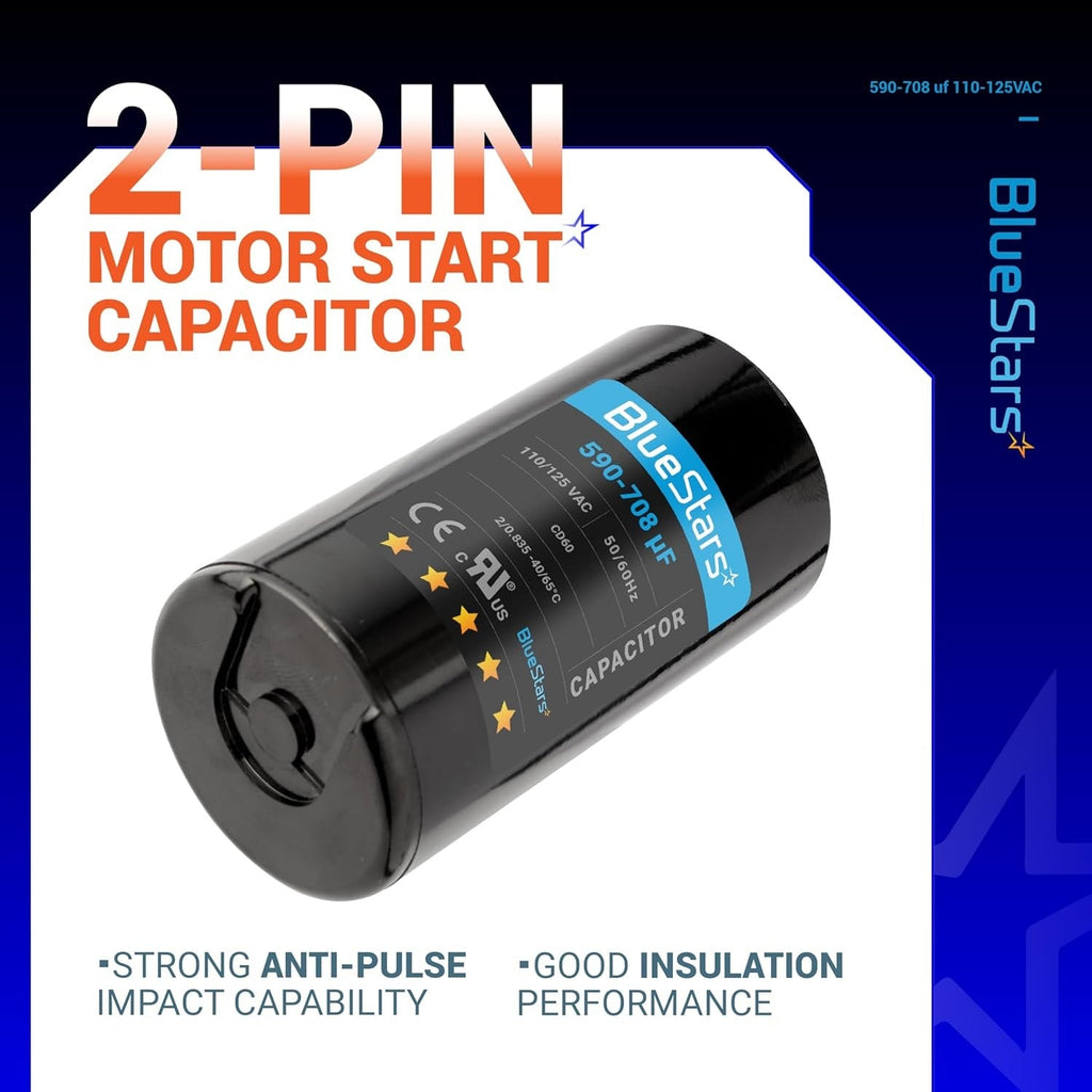 590-708 uF 110-125VAC ±20% CD60 Round Motor Start Capacitor for Pool & Well Pumps