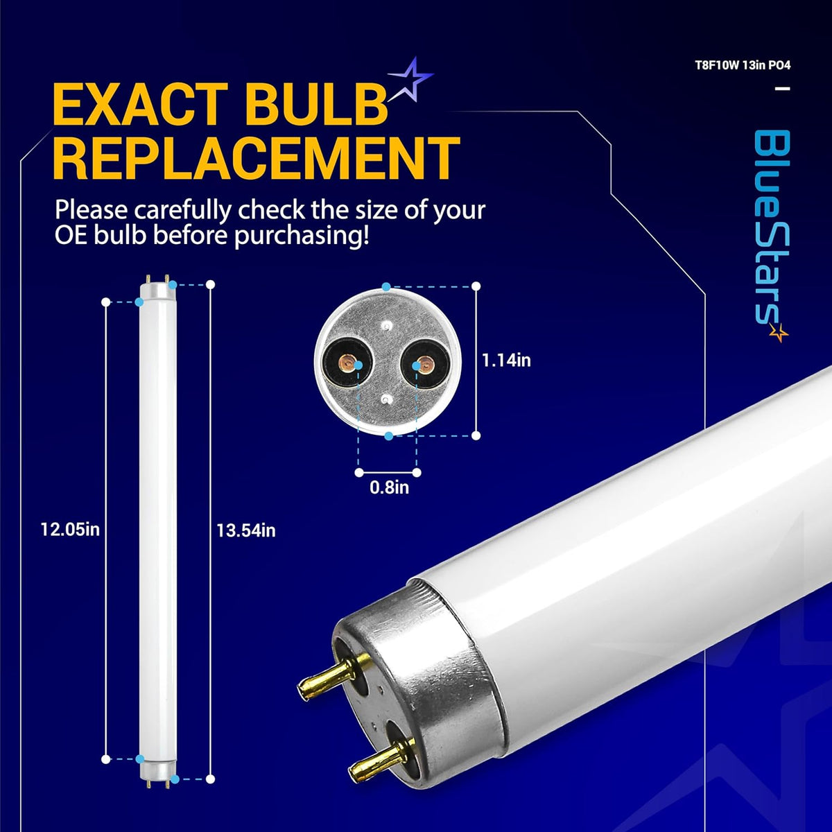 T8F10W Replacement Light Bulb 2-Pin Base T8 10 Watts - 4 Pack