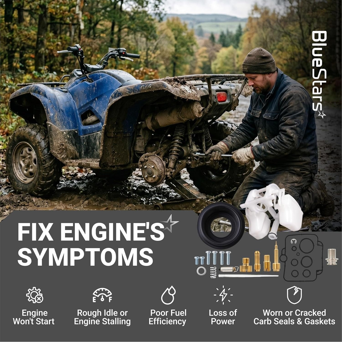 Carburetor Rebuild Kit - Polaris Sportsman/Scrambler/Worker/ATP 500 4x4 HO (2001–2005, 2010–2012)