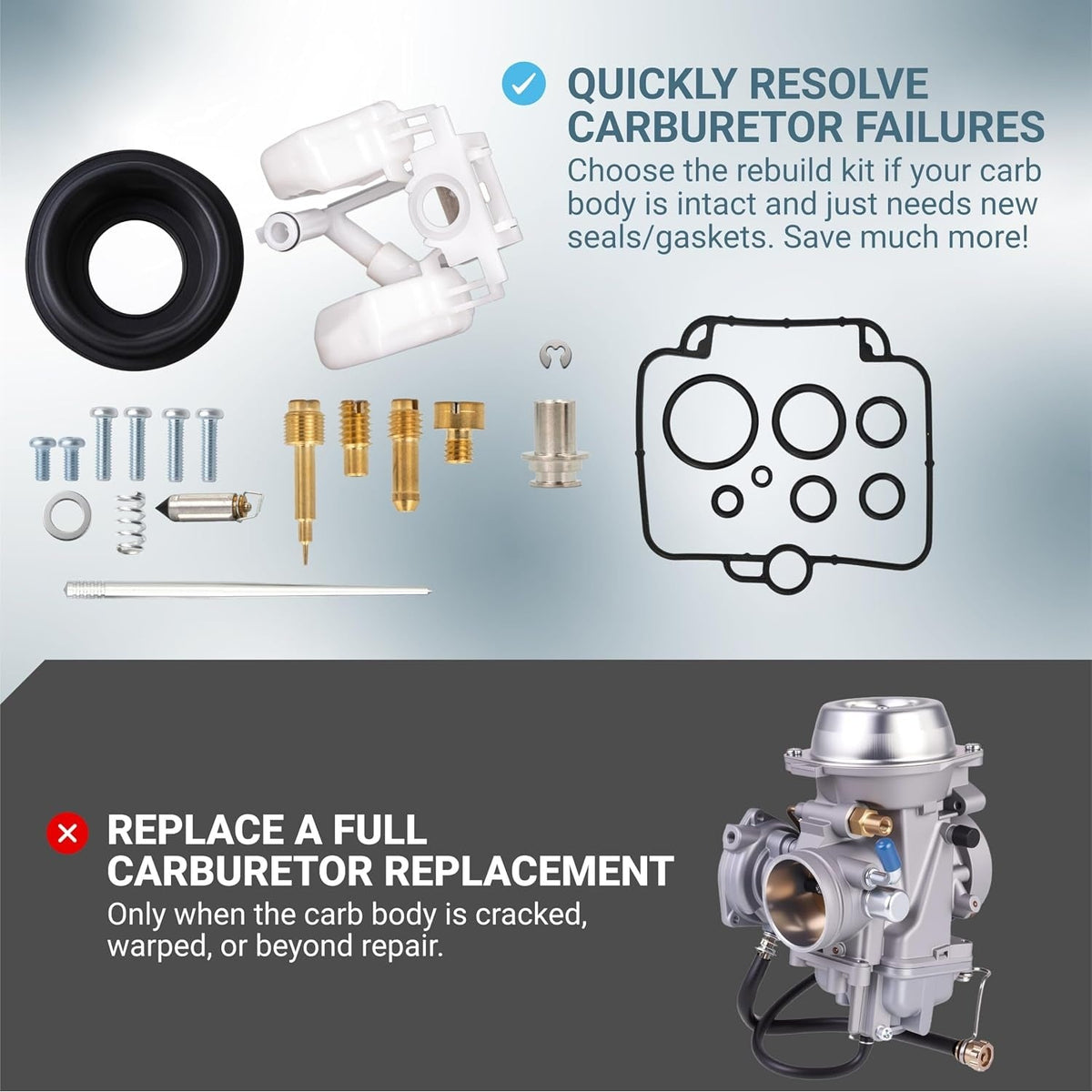Carburetor Rebuild Kit - Polaris Sportsman/Scrambler/Worker/ATP 500 4x4 HO (2001–2005, 2010–2012)