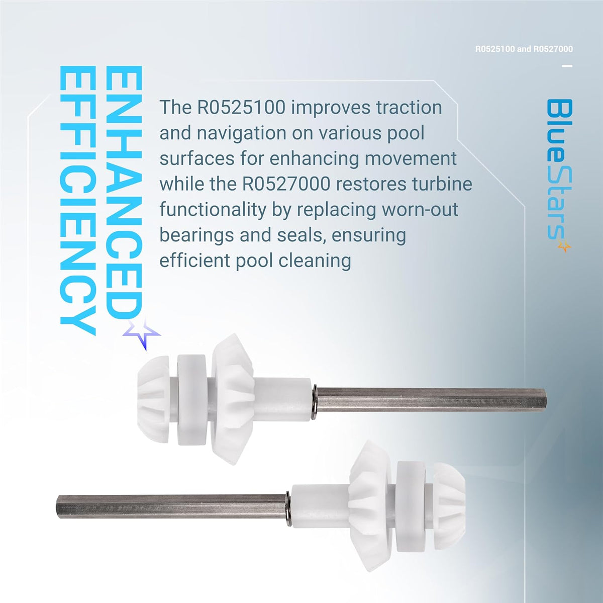 R0525100 Drive Shaft & R0527000 Wheel Bearing for Zodiac MX6 MX8 Elite Cleaners - 2 Pack
