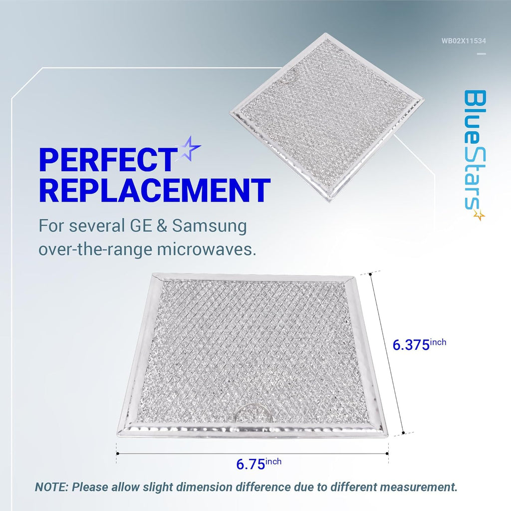 WB02X11534 DE63-00666A Microwave Grease Filter, 6-3/8" x 6-3/4" - Fits GE Samsung - 2 Pack