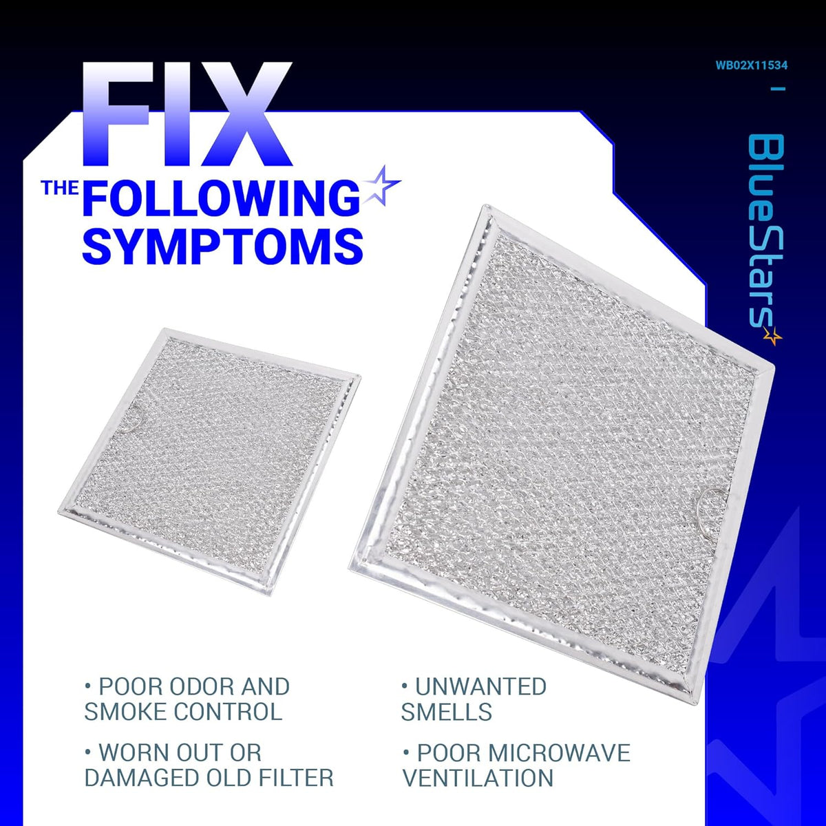 WB02X11534 DE63-00666A Microwave Grease Filter, 6-3/8" x 6-3/4" - Fits GE Samsung - 2 Pack