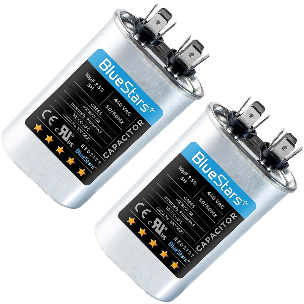 10 uF 370/440VAC ±5% CBB65 Oval Run Capacitor - Replaces 27L669 - 2 Pack
