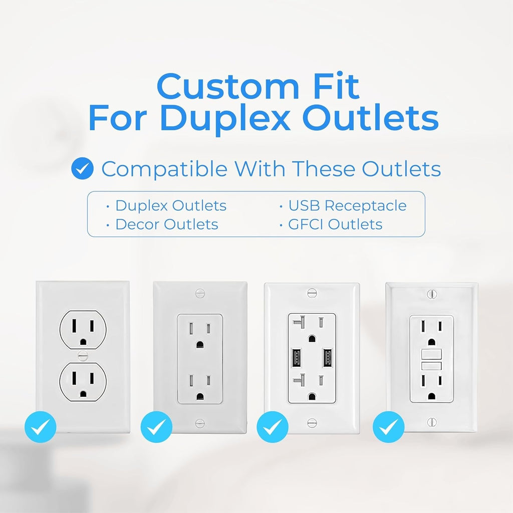 6-Outlet 3-Sided Wall Power Strip with 4 USB Ports and Night Light
