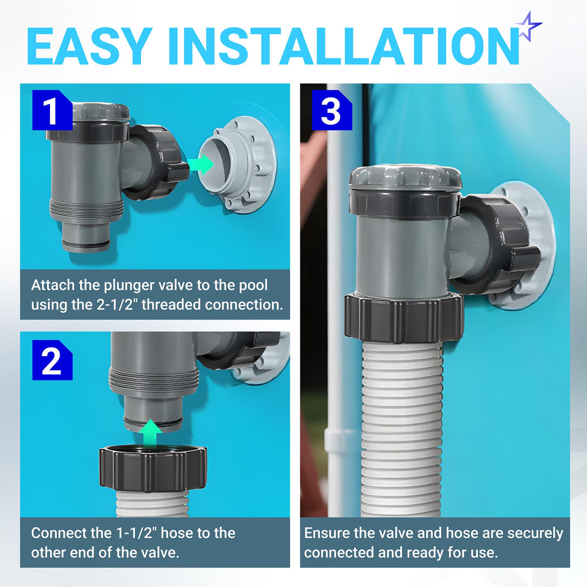 Intex Pool Plunger Valve, 38mm/1.5" Connection, Fits 1500-4000 GPH Pumps
