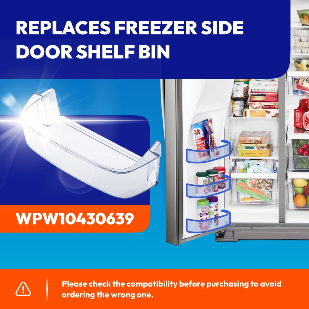 WPW10430639 Freezer Door Shelf Bin - Compatible with Whirlpool/Kenmore Side-by-Side