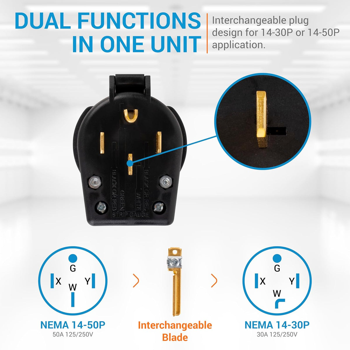 NEMA 14-30P 14-50P Plug Interchangeable Straight
