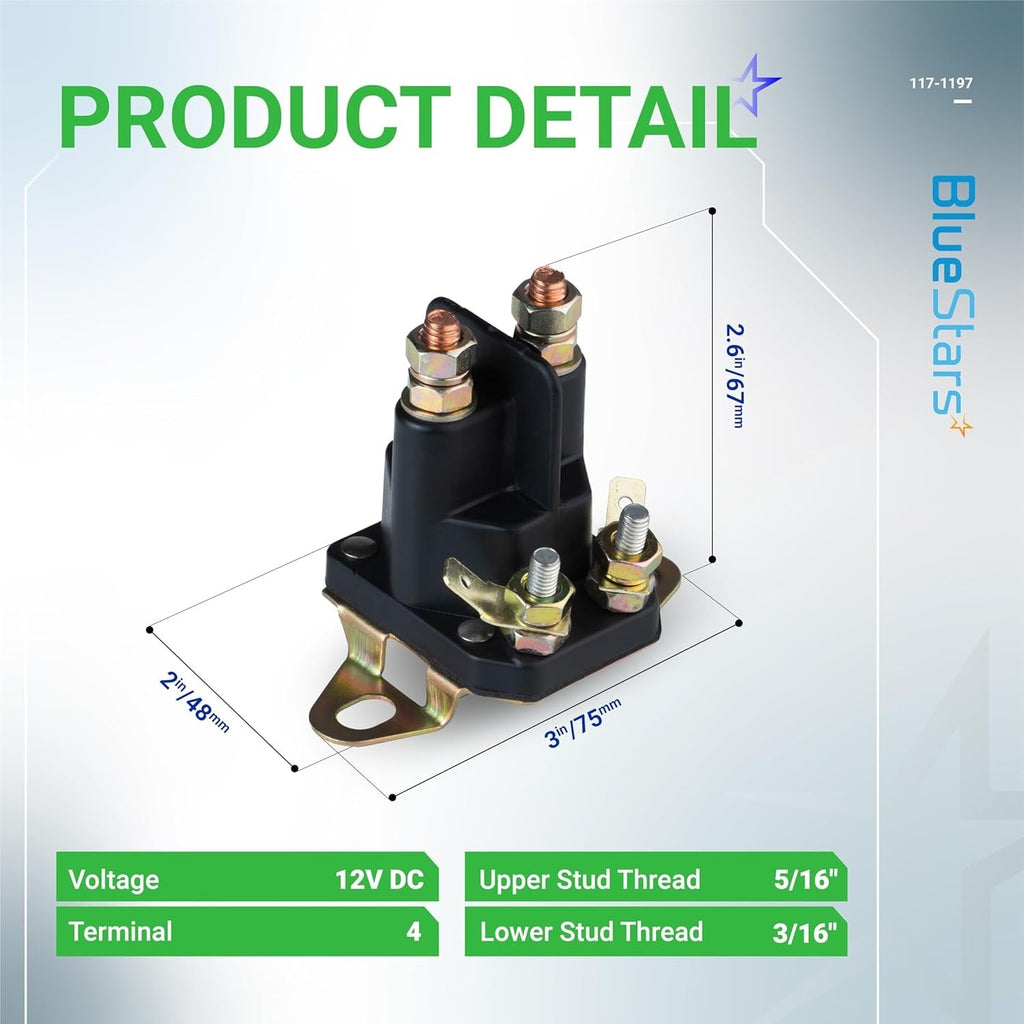 117-1197 Starter Solenoid (4 Terminal 12V) for Exmark Toro TimeCutter SS5000 Z4200 SS4225