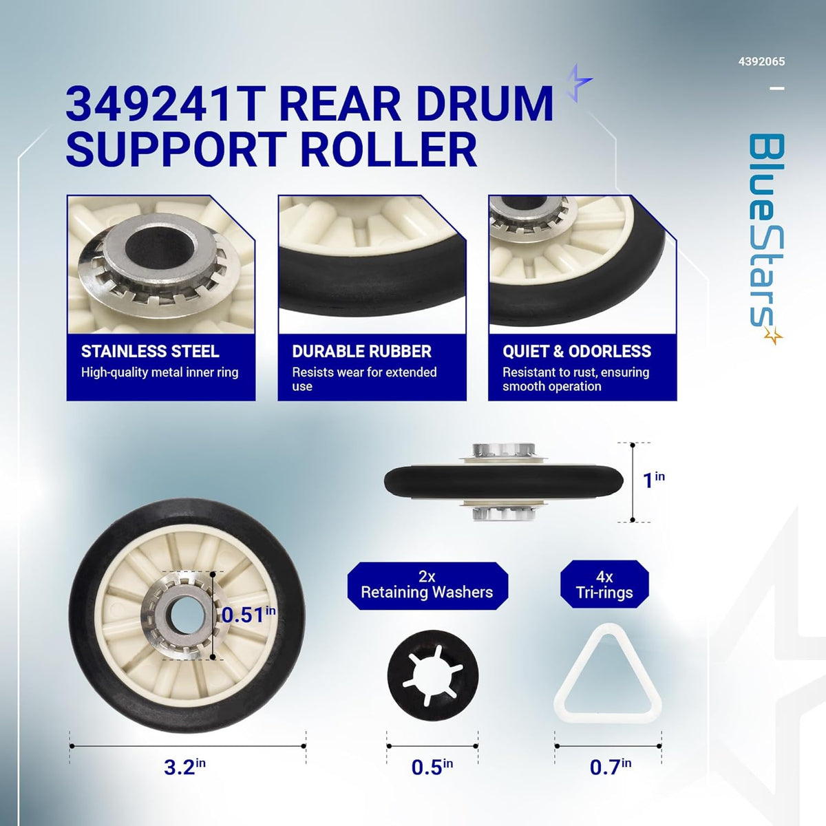 4392065 Dryer Repair Kit with Belt, Idler & Rollers for Whirlpool Kenmore