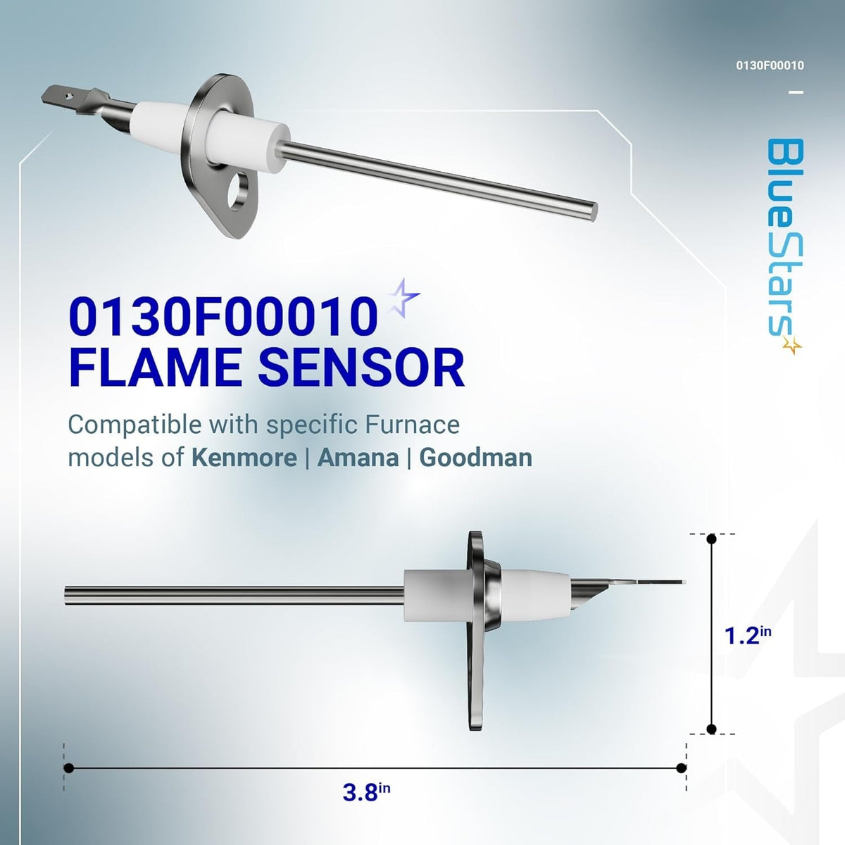 0130F00010 Furnace Flame Sensor Replacement - For Goodman Amana Furnaces