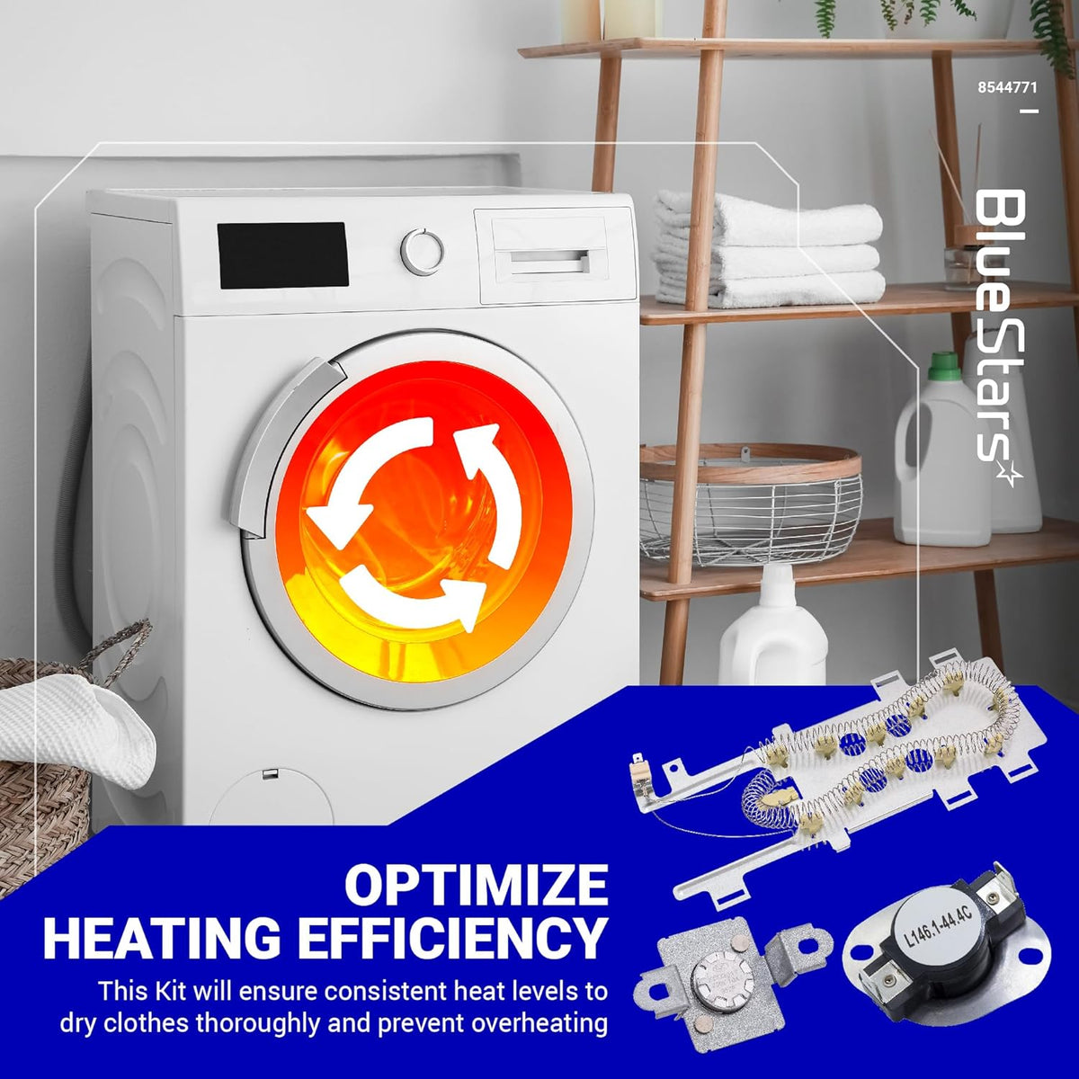 8544771 Dryer Heating Element & 279973 Thermal Fuse Kit - For Whirlpool Kenmore Maytag