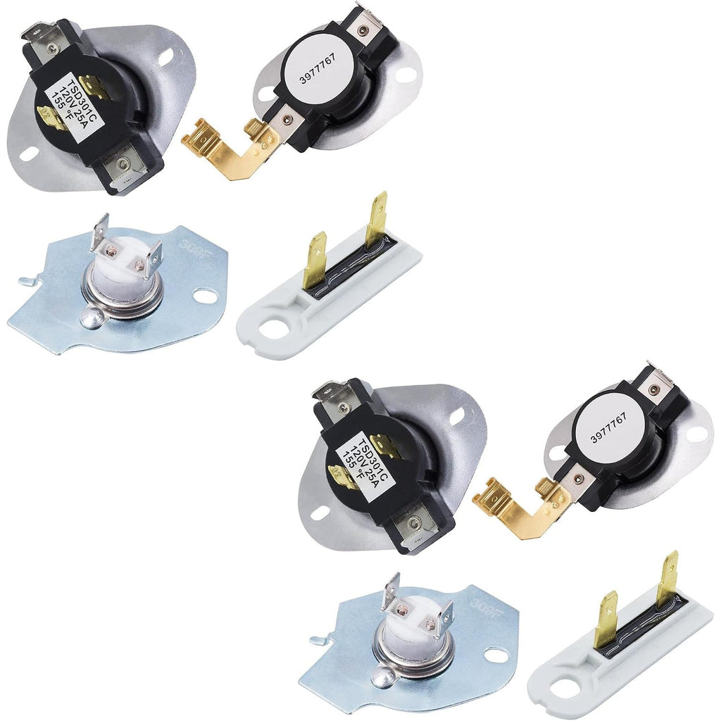 3387134 3392519 3977393 3977767 Dryer Thermostat & Thermal Fuse Kit - 2 Pack