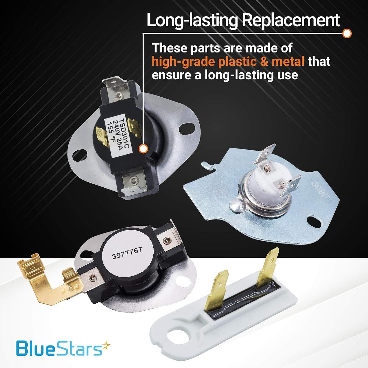 3387134 3392519 3977393 3977767 Dryer Thermostat & Thermal Fuse Kit - 2 Pack
