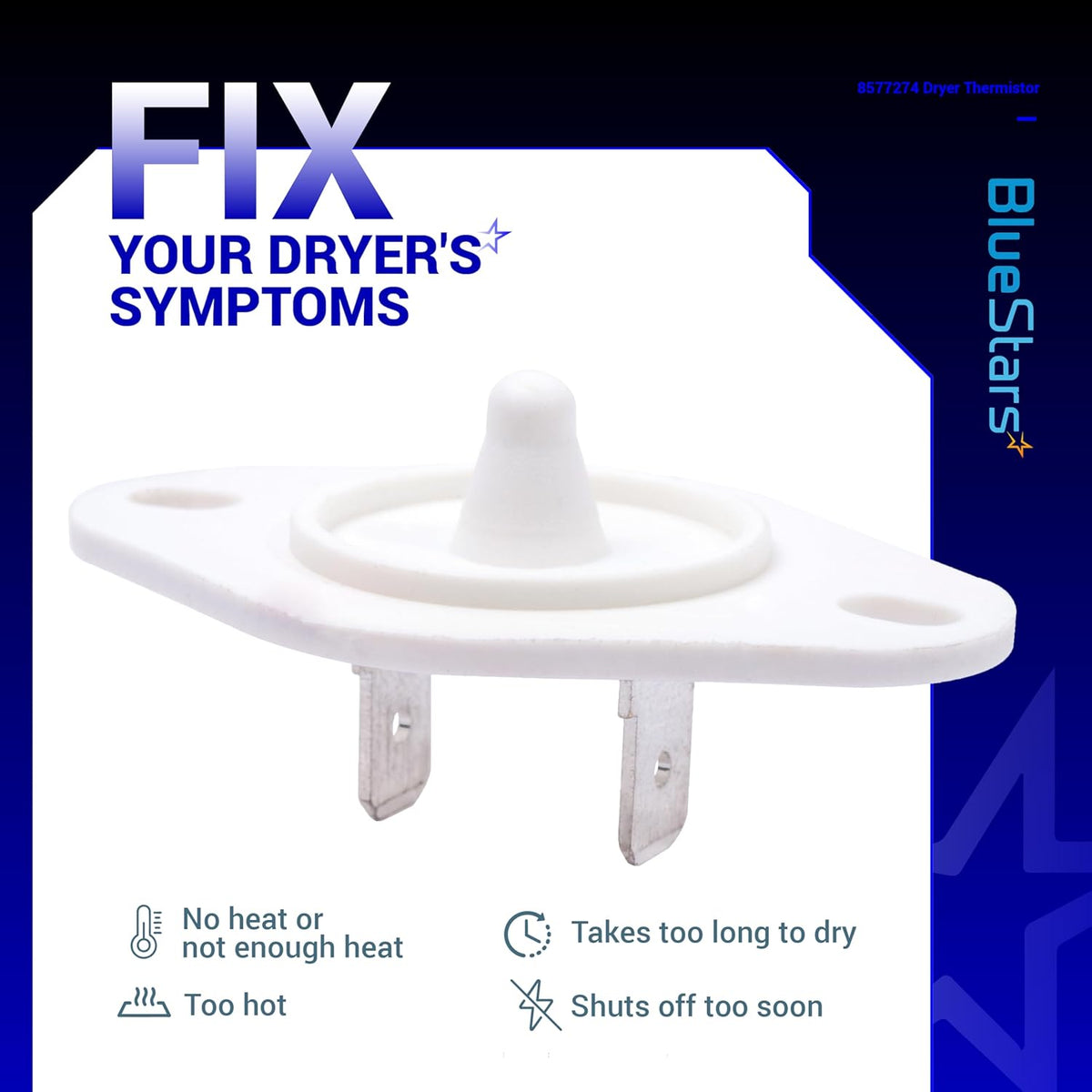 8577274 Dryer Thermistor Replacement - For Whirlpool Kenmore KitchenAid Dryers - 2 Pack