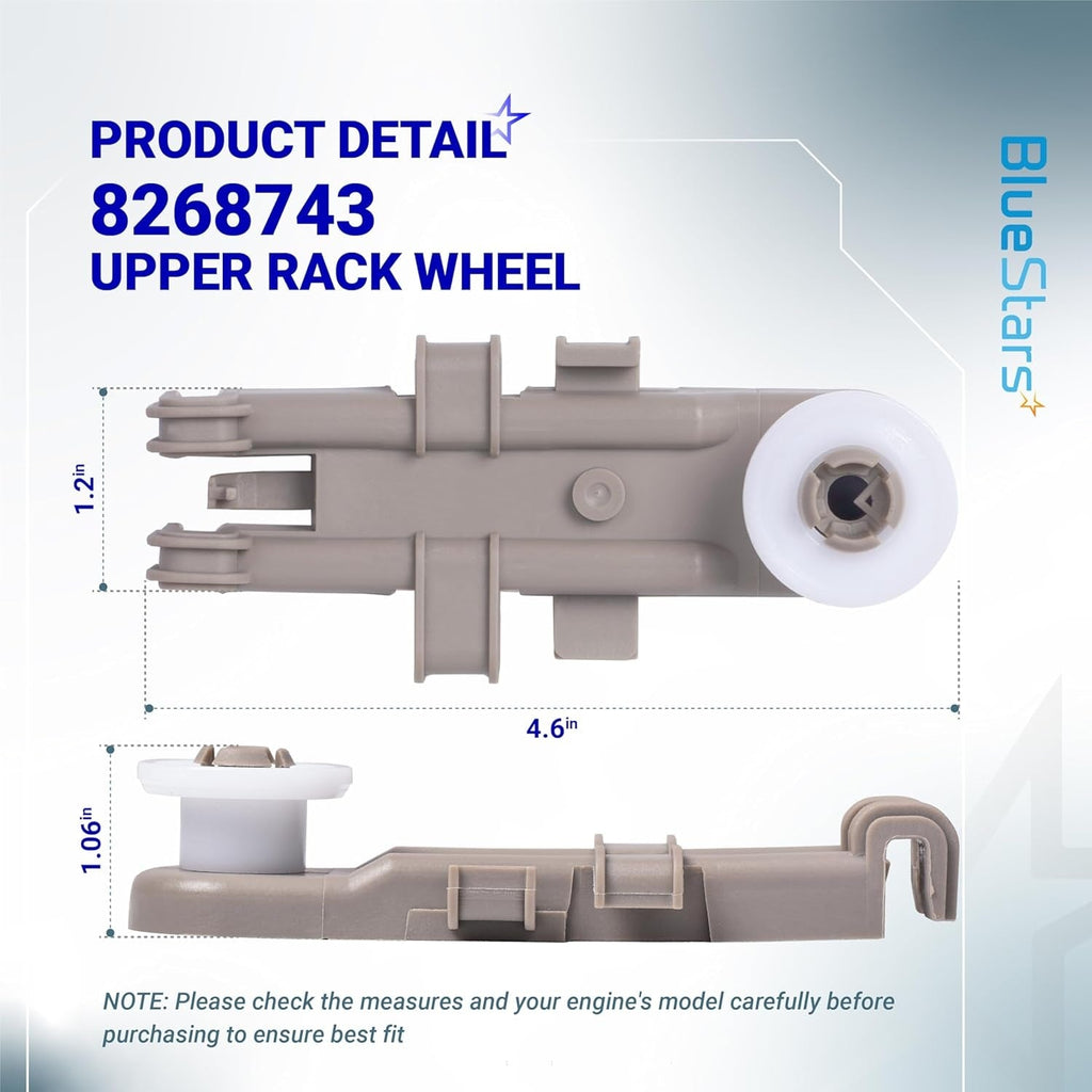 8268743 Dishwasher Upper Rack Wheel for Whirlpool KitchenAid - 4 Pack