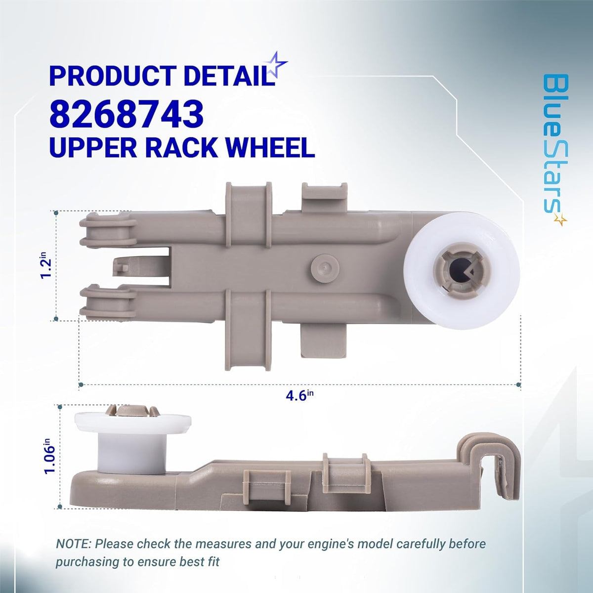 8268743 Dishwasher Upper Rack Wheel for Whirlpool KitchenAid - 4 Pack