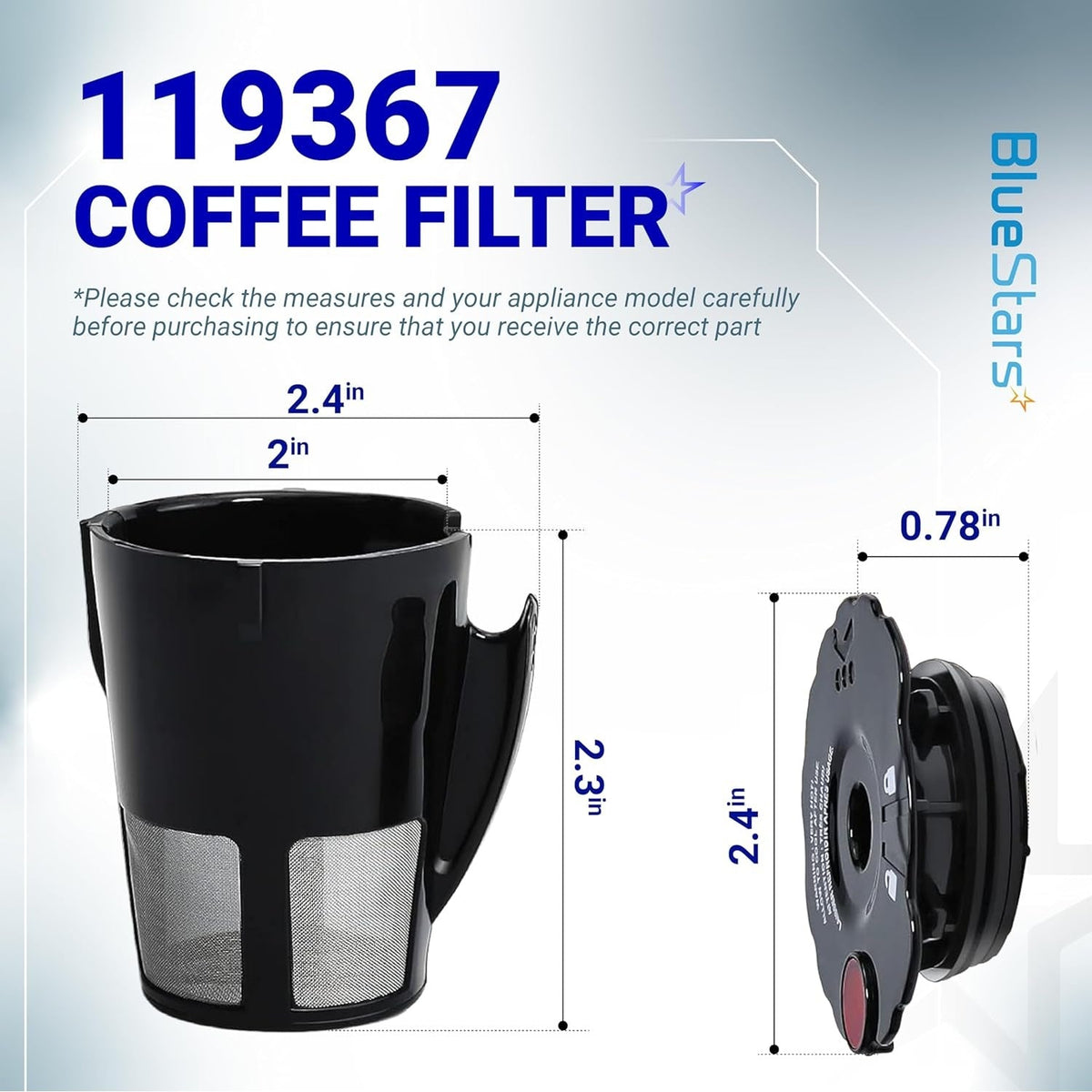 119367 Reusable Coffee Keurig Filter Replacement for Keurig K Cups 2.0 Series - 2 Pack