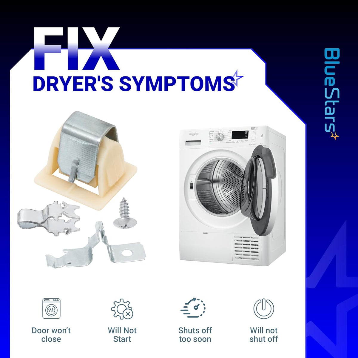 279570 Dryer Door Latch Strike Kit for GE Whirlpool Kenmore Roper KitchenAid - 2 Pack