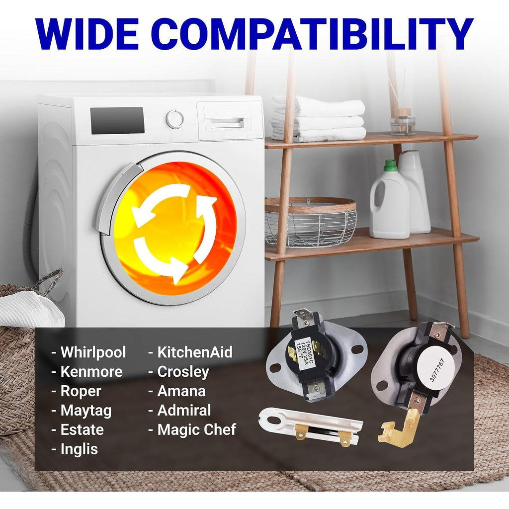 3387134 3392519 3977767 Dryer Thermostat & Thermal Fuse Kit