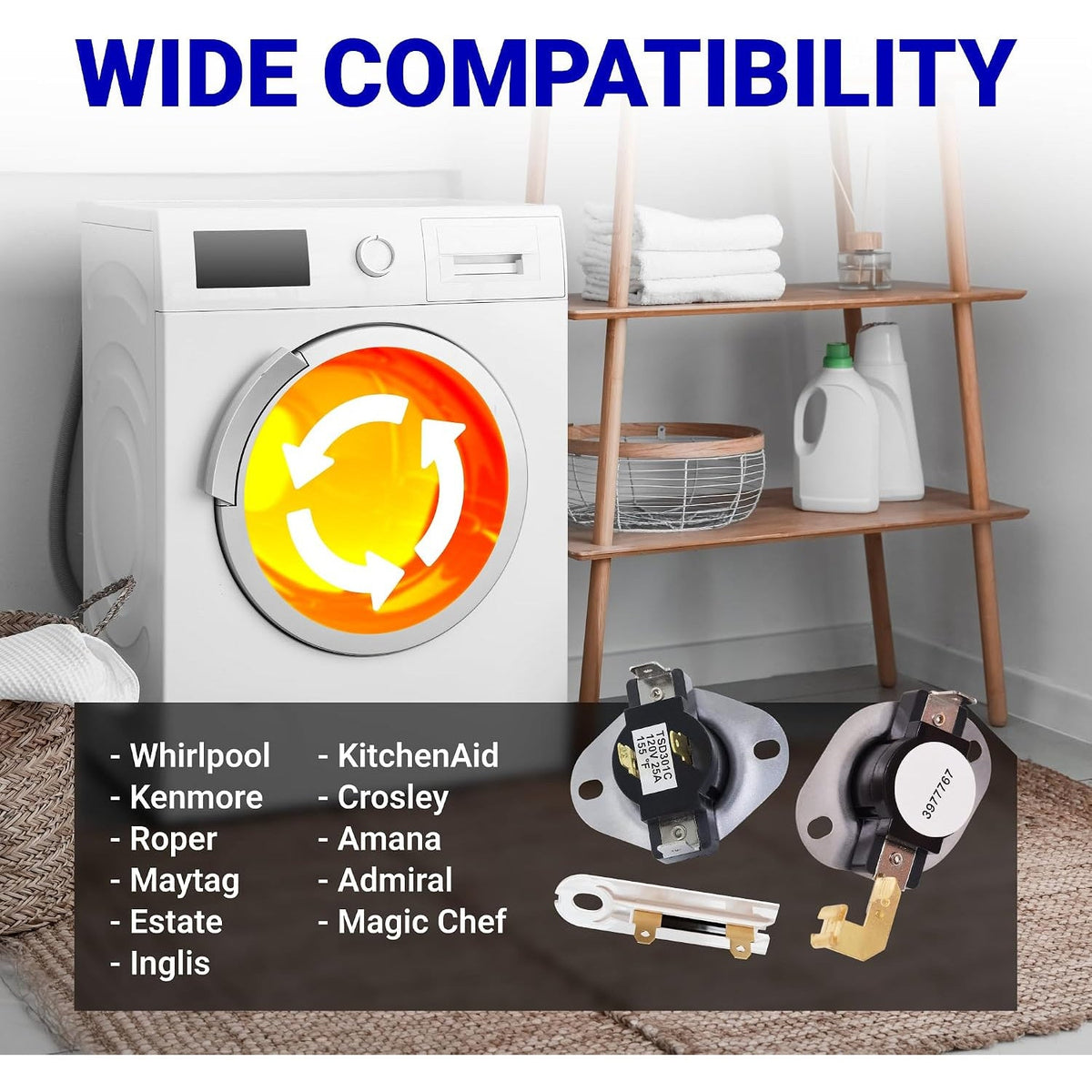 3387134 3392519 3977767 Dryer Thermostat & Thermal Fuse Kit