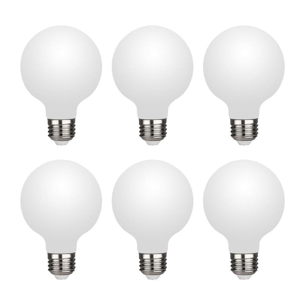 G25 Frosted LED Globe Light Bulbs 6-Pack, 40W Equivalent Dimmable 2700K Soft Warm White, E26 Medium Base Vanity Bulbs for Bathroom Mirror, Makeup & Dressing Table