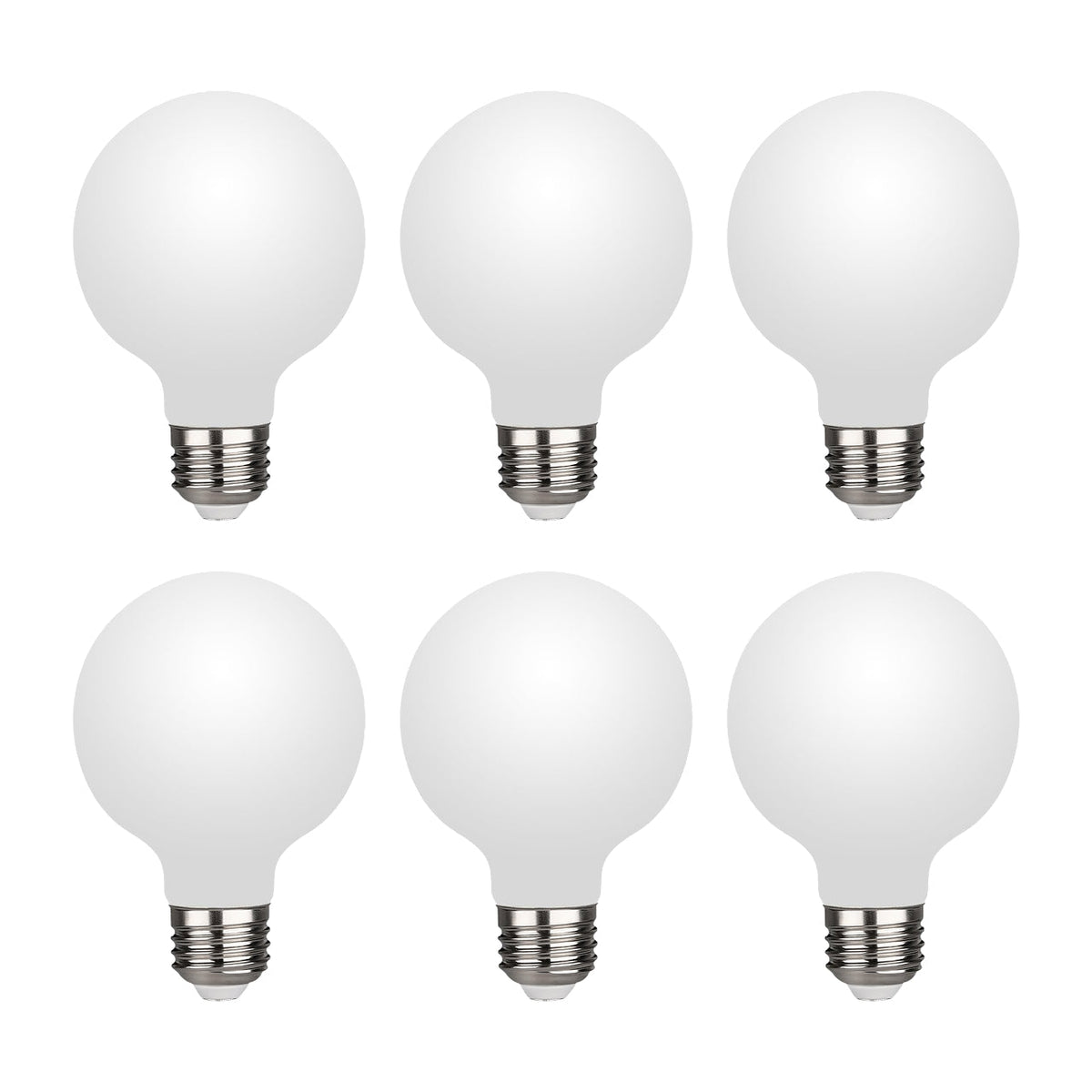 G25 Frosted LED Globe Light Bulbs 6-Pack, 40W Equivalent Dimmable 2700K Soft Warm White, E26 Medium Base Vanity Bulbs for Bathroom Mirror, Makeup & Dressing Table